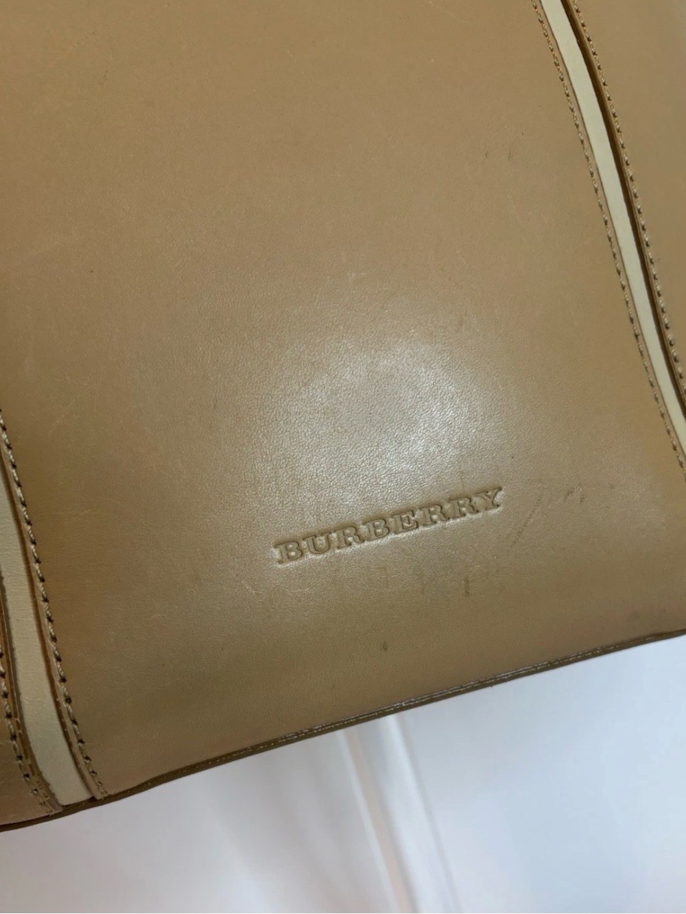 BURBERRY ($999) Classic Light Brown Leather Handbag with Nova Pattern AUTHENTIC - Picture 3 of 15